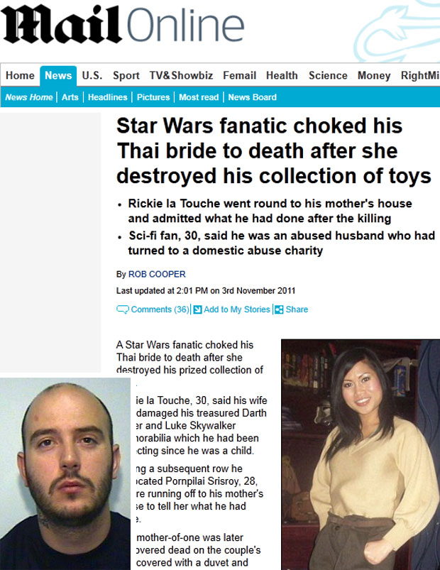 Homem mata esposa pois ela jogou fora sua coleção Star Wars