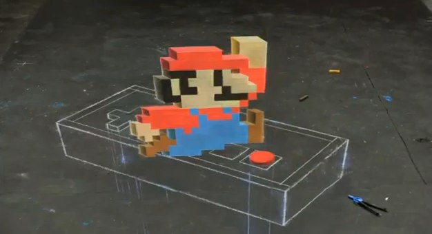 Super Mario - Arte com Giz 3D