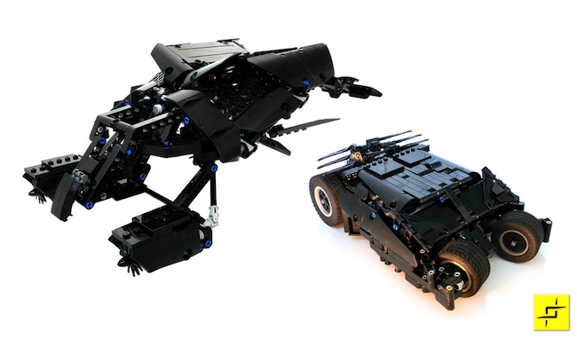 Batmóvel e o Bat feitos com Lego. E são motorizados