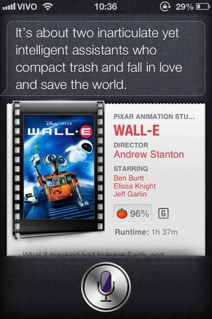 Siri e filmes com robôs Wall-E