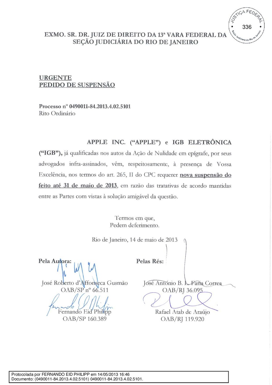 E parece que a novela Apple e Gradiente está prestes a acabar