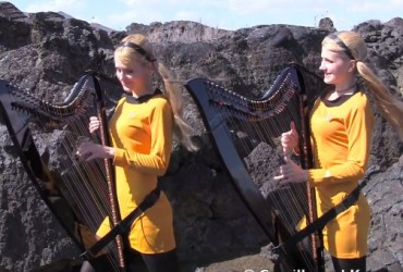 STAR TREK Theme (Harp Twins electric) Camille and Kennerly - YouTube