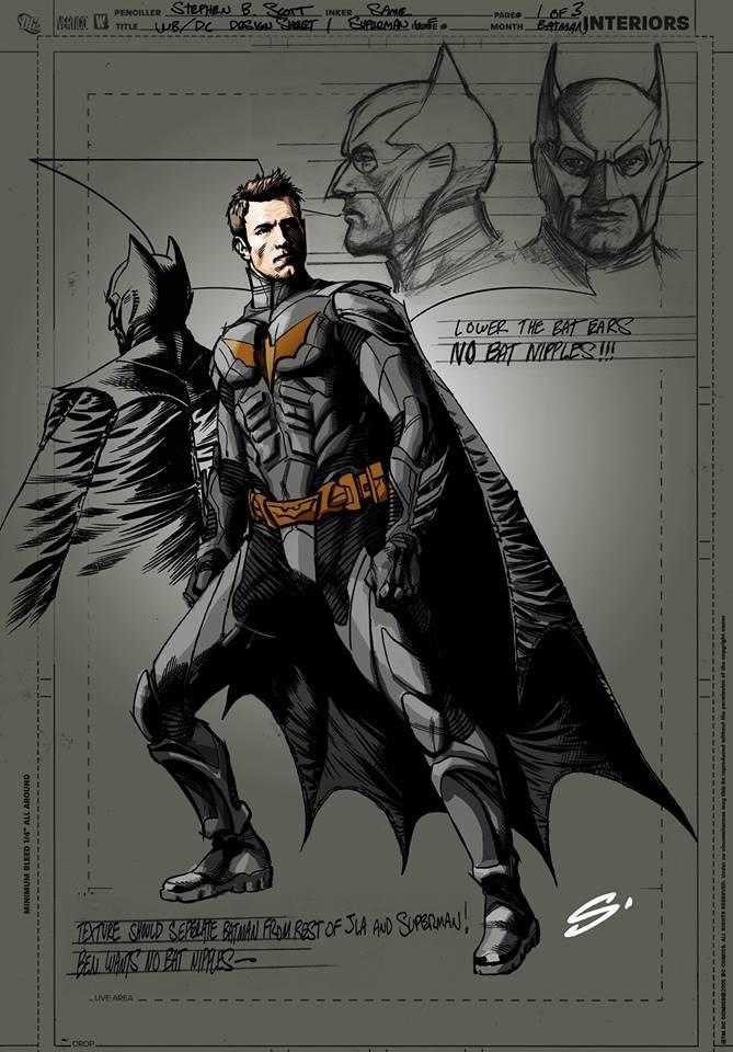 Arte conceitual do filme revela uniforme de Ben Affleck - Supermam e Batman