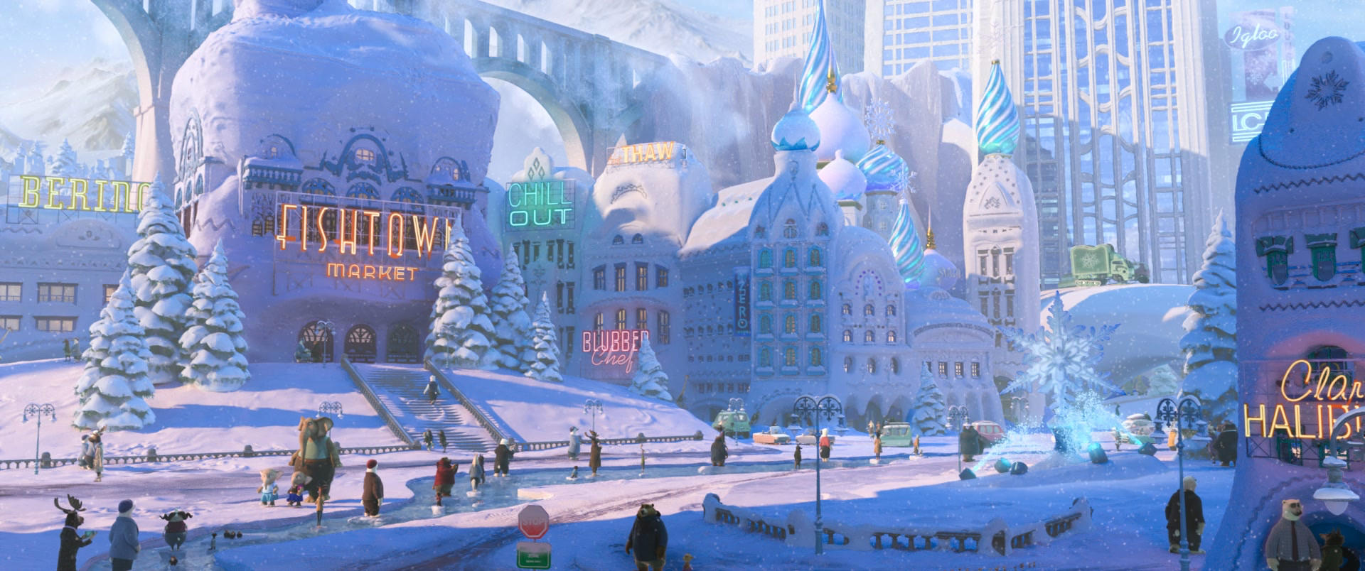 ZOOTOPIA – Easter Egg: Elephant girls wearing FROZEN Anna and Elsa outfits. ©2016 Disney. All Rights Reserved.